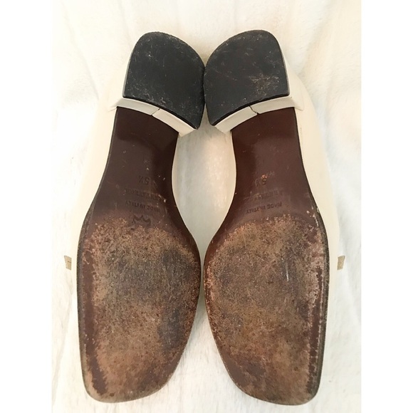 ANN TAYLOR Sz 5.5 M Vintage Cream Leather Blk Heel Loafer - Picture 6 of 7